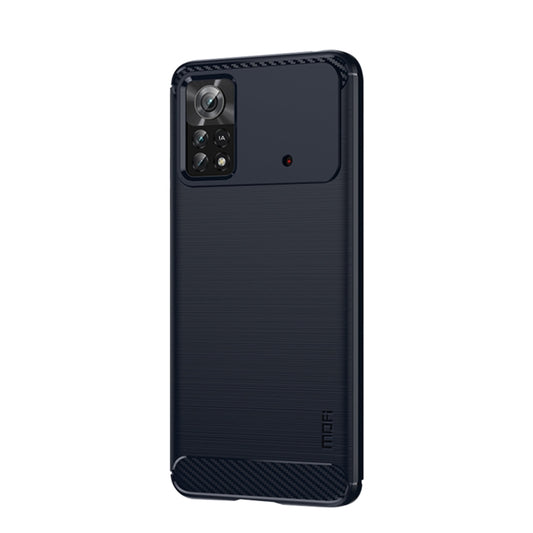 For Xiaomi Poco X4 Pro 5G MOFI Gentleness Brushed Carbon Fiber Soft TPU Case(Blue) by MOFI