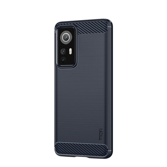 For Xiaomi 12 / 12X MOFI Gentleness Brushed Carbon Fiber Soft TPU Case(Blue) by MOFI
