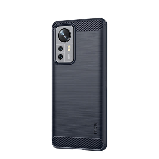For Xiaomi 12 Pro MOFI Gentleness Brushed Carbon Fiber Soft TPU Case(Blue) by MOFI