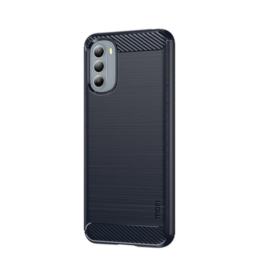 For Motorola Moto G31/G41 MOFI Gentleness Series Brushed Texture Carbon Fiber TPU Phone Case(Blue) by MOFI