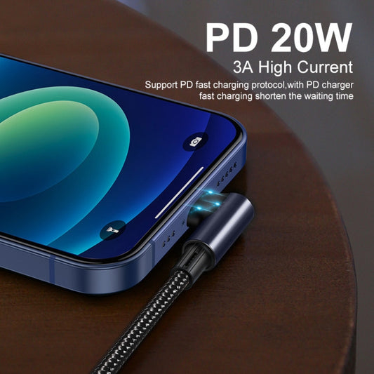 ENKAY PD 20W 3A USB-C / Type-C to 8 Pin Elbow Fast Charging Nylon Braided Data Cable, Length:1m(Black) by ENKAY