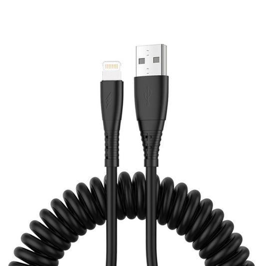 USB to 8 Pin 1.5m Spring Telescopic Mobile Phone Fast Charging Data Cable by buy2fix