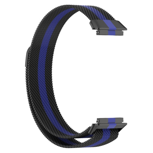 For Huawei Band 7 Milan Magnetic Watch Band(Black+Blue) by buy2fix
