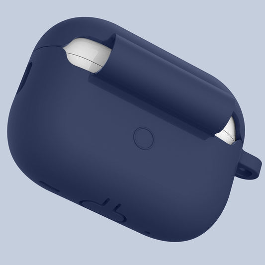 For Apple AirPods Pro 2 2022 ENKAY Thickened Silicone Protective Case with Keychain(Dark Blue) by ENKAY
