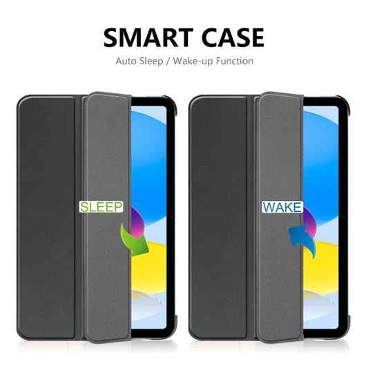 For iPad 2025 / 2022 ENKAY Tri-fold Custer Texture Leather Stand Smart Case(Dark Blue) by ENKAY