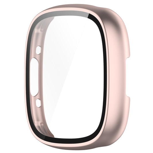 For Fitbit Versa 4 PC+ Toughened Film Integrated Protective Case(Rose Gold) by buy2fix