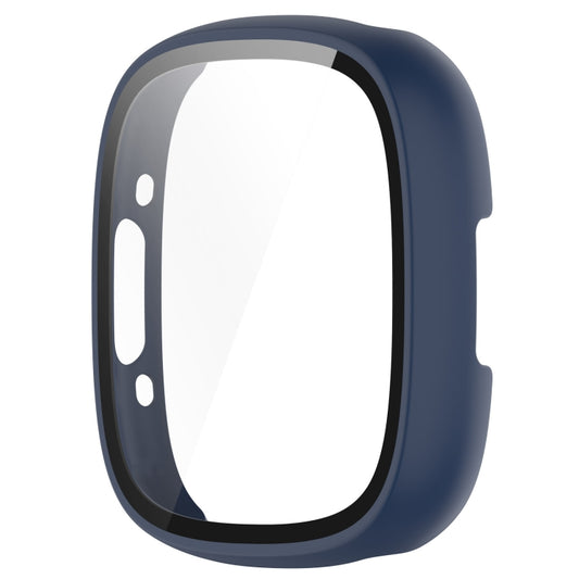 For Fitbit Versa 4 PC+ Toughened Film Integrated Protective Case(Midnight Blue) by buy2fix