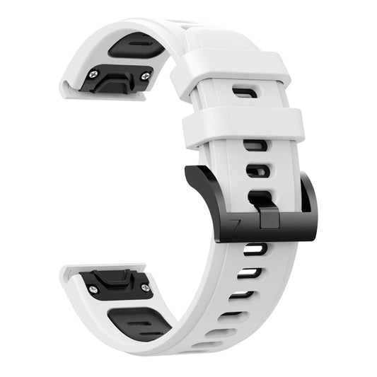 For Garmin Fenix 6 GPS 22mm Two-Color Sports Silicone Watch Band(White+Black) by buy2fix