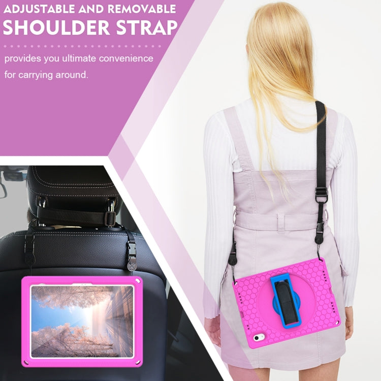 For iPad 2025 / 2022 360 Rotation Stand EVA Hard PC Tablet Case with Strap(Rose+Blue) - iPad 2025 / 2022 Cases by buy2fix | Online Shopping UK | buy2fix