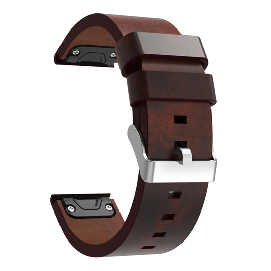 For Garmin Enduro 2 26mm Leather Steel Buckle Watch Band(Brown) by buy2fix