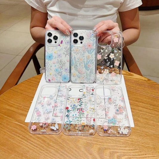 For iPhone 14 Pro Fresh Small Floral Epoxy TPU Phone Case(D05 Blue Floral) by buy2fix