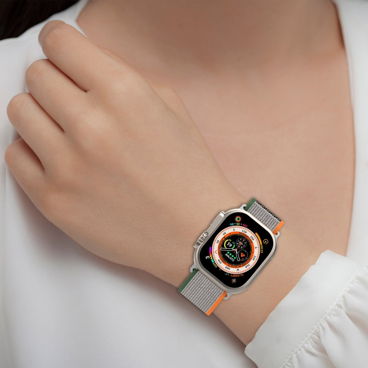 Double Color Nylon Hook and Loop Fastener Watch Band For Apple Watch Ultra 49mm(Blue+Grey) by buy2fix