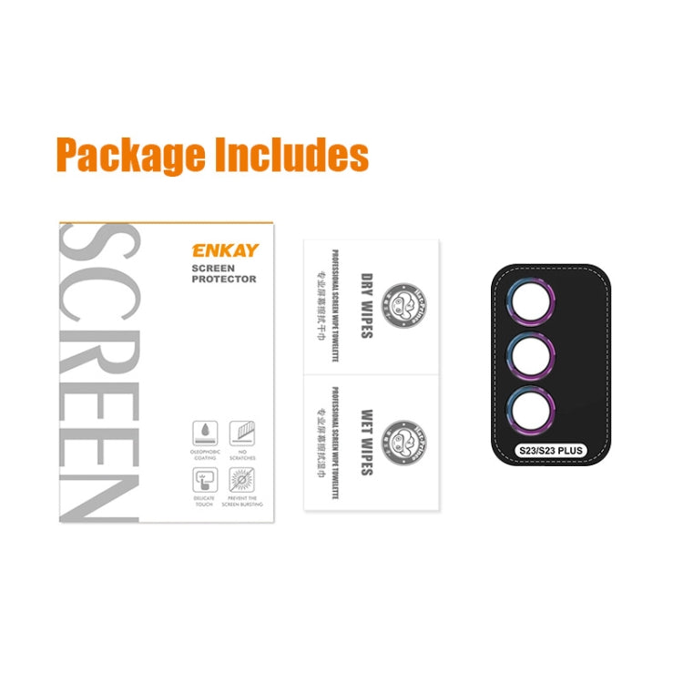 For Samsung Galaxy S23 5G / S23+ 5G ENKAY Hat-Prince 9H Rear Camera Lens Aluminium Alloy + Tempered Glass Full Coverage Protector(Black) by ENKAY