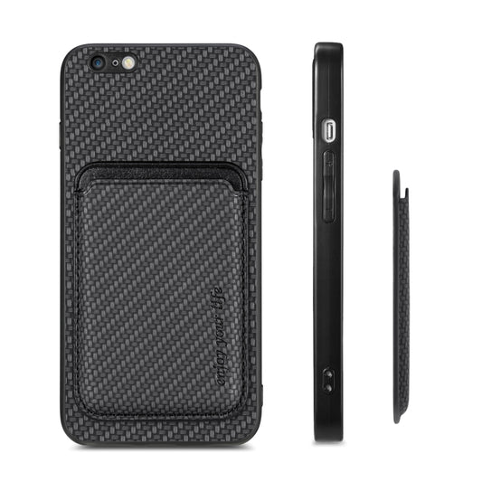 For iPhone 6 Plus / 6S Plus Carbon Fiber Leather Card Magsafe Magnetic Phone Case(Black) by buy2fix