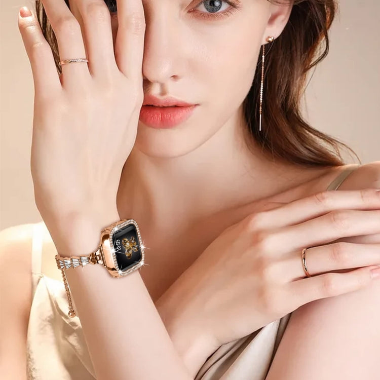 Zinc Alloy Diamond Crown Bracelet Watch Band For Apple Watch Ultra 49mm / Series 8&7 45mm(Black) by buy2fix