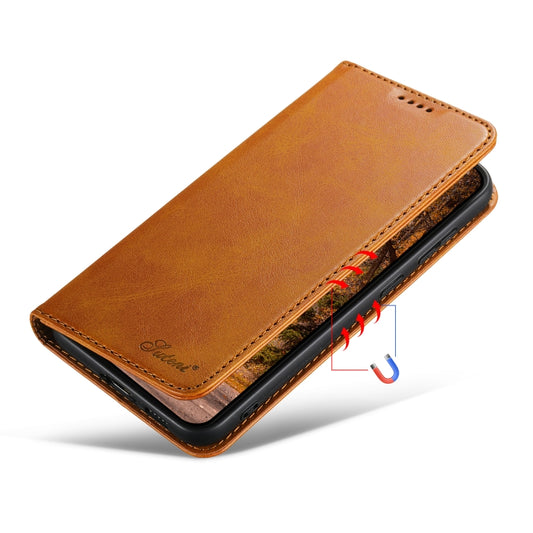 For Samsung Galaxy S24 Ultra 5G Suteni Calf Texture Horizontal Flip Leather Phone Case(Khaki) by Suteni