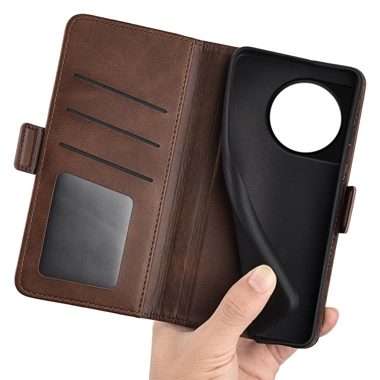 For OnePlus 11 Dual-side Magnetic Buckle Leather Phone Case(Brown) by buy2fix