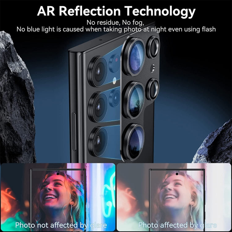 For Samsung Galaxy S23 Ultra 5G ENKAY Hat-Prince AR Anti-reflection Aluminium Alloy Tempered Glass Camera Lens Film(Black) by ENKAY