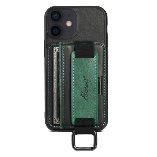 For iPhone 12 mini Suteni H13 Card Wallet Wrist Strap Holder PU Phone Case(Black) - iPhone 12 mini Cases by Suteni | Online Shopping UK | buy2fix