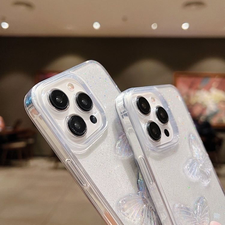 For iPhone 16 Pro Clear Crystal Butterflies TPU Phone Case(Transparent) by buy2fix