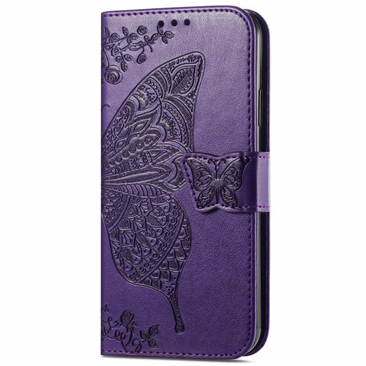 For OnePlus 12 Butterfly Love Flower Embossed Leather Phone Case(Dark Purple) by buy2fix