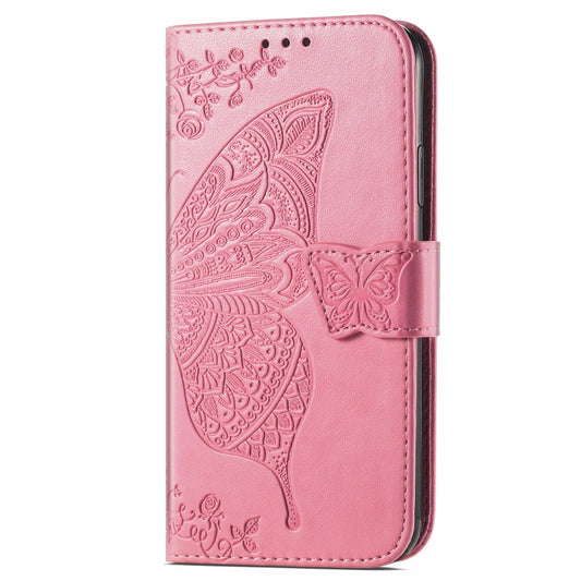 For OnePlus 12 Butterfly Love Flower Embossed Leather Phone Case(Pink) by buy2fix