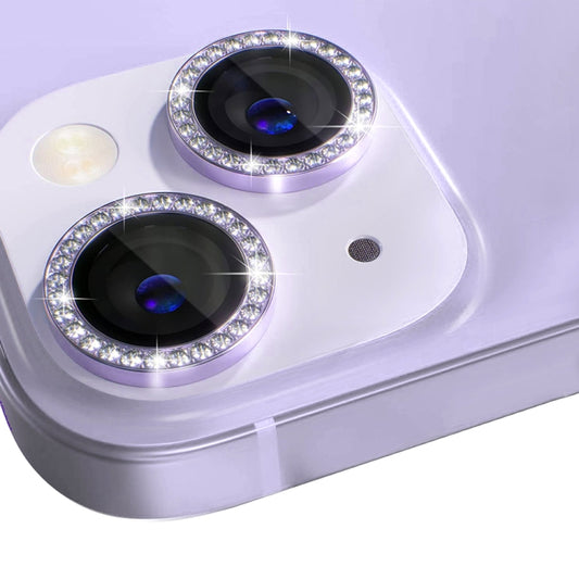 For iPhone 14 / 14 Plus NORTHJO Camera Lens Protector Tempered Glass Metal Rhinestone Ring Film(Purple) - iPhone 14 Plus Tempered Glass by NORTHJO | Online Shopping UK | buy2fix