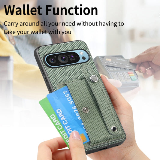For Google Pixel 9 Wristband Kickstand Card Wallet Back Cover Phone Case with Tool Knife(Green) by buy2fix