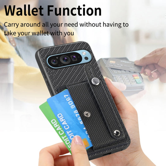 For Google Pixel 9 Pro Wristband Kickstand Card Wallet Back Cover Phone Case with Tool Knife(Black) by buy2fix