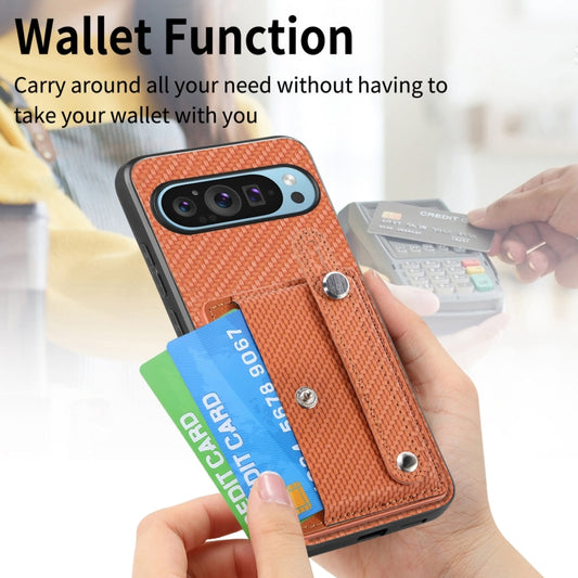 For Google Pixel 9 Pro Wristband Kickstand Card Wallet Back Cover Phone Case with Tool Knife(Brown) by buy2fix