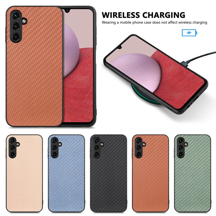 For Samsung Galaxy S25+ 5G Carbon Fiber Texture Leather Back Cover Phone Case(Khaki) by buy2fix