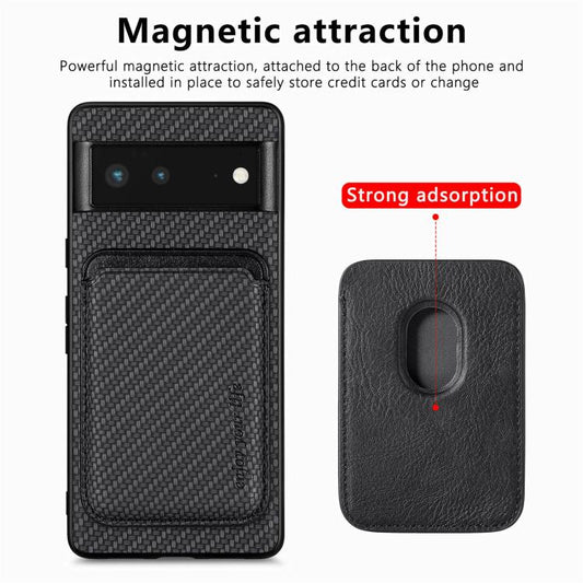 For Google Pixel 6 Carbon Fiber Leather Card Magsafe Phone Case(Black) by buy2fix