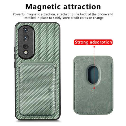 For Honor 80 Pro Carbon Fiber Leather Card Magsafe Phone Case(Green) by buy2fix