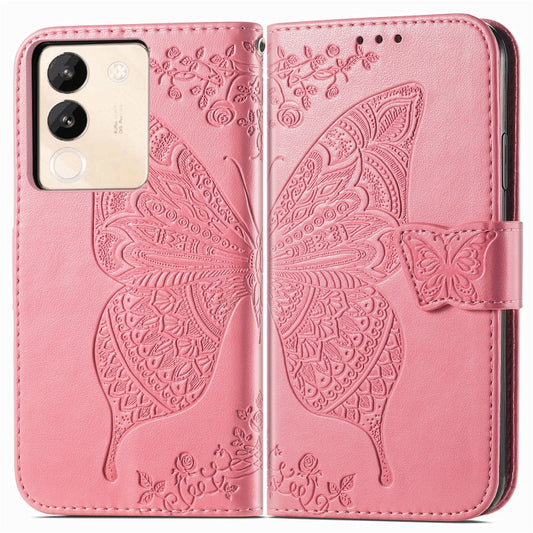 For vivo X100 Pro Butterfly Love Flower Embossed Leather Phone Case(Pink) by imak