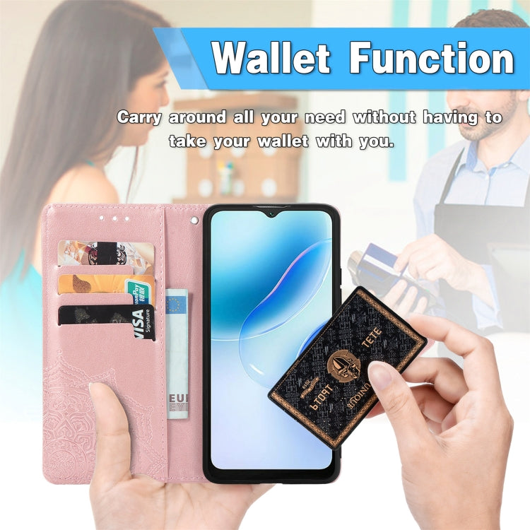 For Blackview A53 Mandala Flower Embossed Leather Phone Case(Rose Gold) by buy2fix