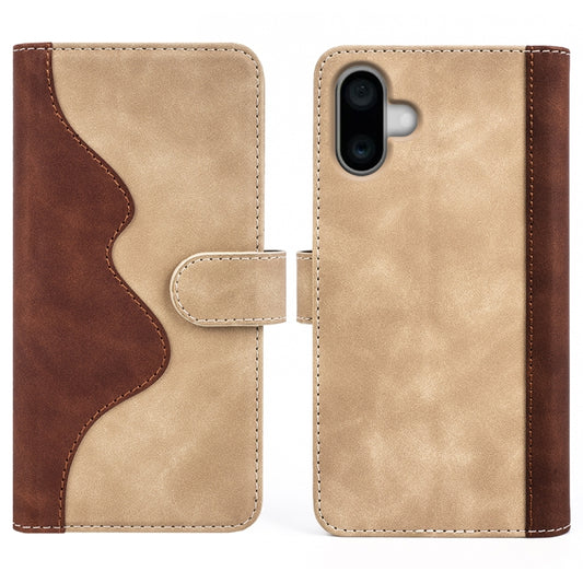 For iPhone 16 Plus Stitching Horizontal Flip Leather Phone Case(Yellow) by buy2fix
