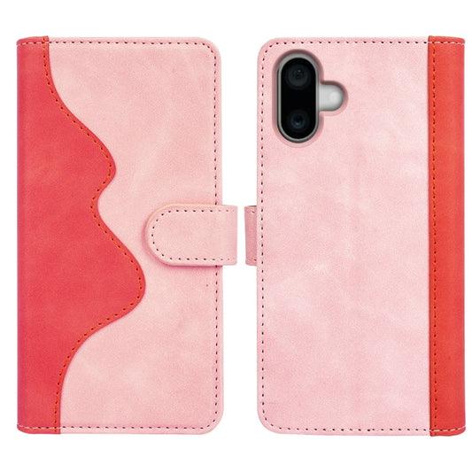 For iPhone 16 Plus Stitching Horizontal Flip Leather Phone Case(Red) by buy2fix