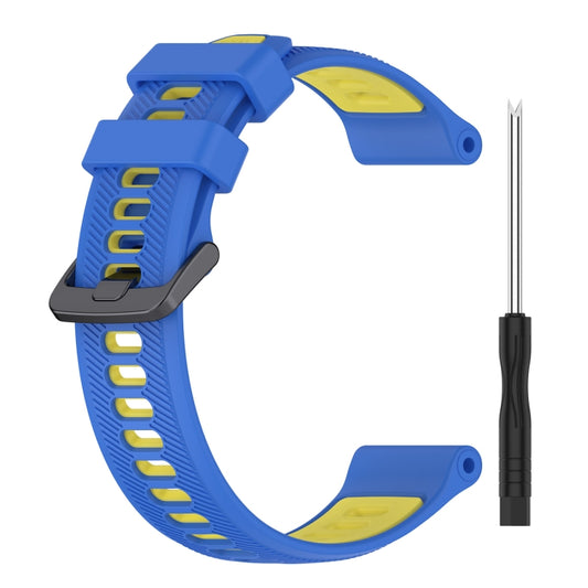 For Garmin Forerunner 935 Sports Two-Color Silicone Watch Band(Blue+Yellow) by buy2fix
