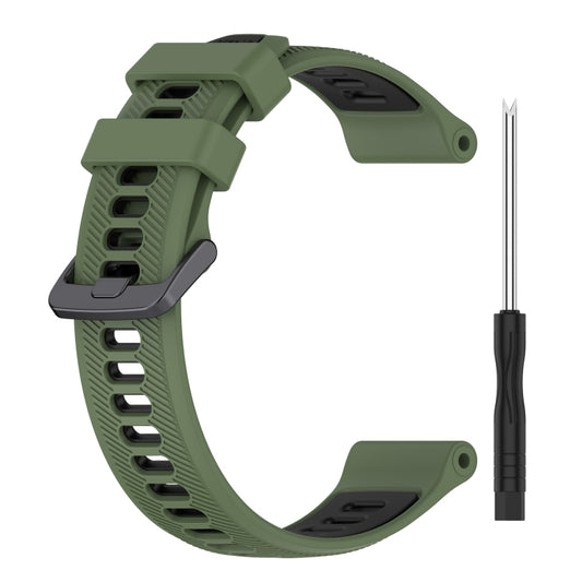 For Garmin Instinct Sports Two-Color Silicone Watch Band(Army Green+Black) by buy2fix