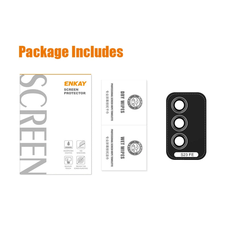 For Samsung Galaxy S23 FE 5G ENKAY Hat-Prince 9H Rear Camera Lens Aluminium Alloy Tempered Glass Film(Black) by ENKAY