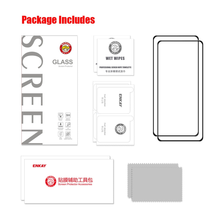 For Motorola Moto G14 2pcs ENKAY Full Glue High Aluminum-silicon Tempered Glass Film by ENKAY