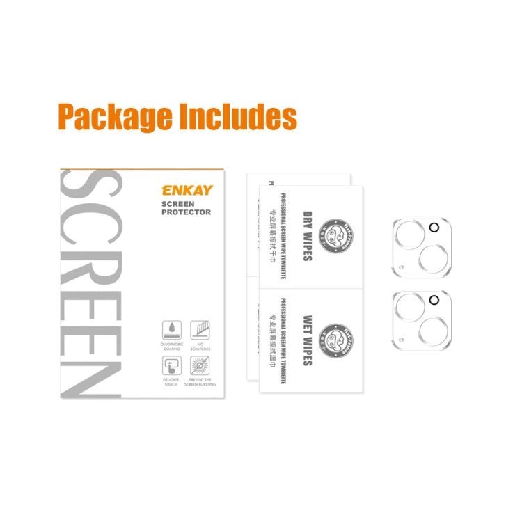 For iPhone 15 / 15 Plus 2pcs ENKAY Hat-Prince 9H Rear Camera Lens Tempered Glass Film by ENKAY