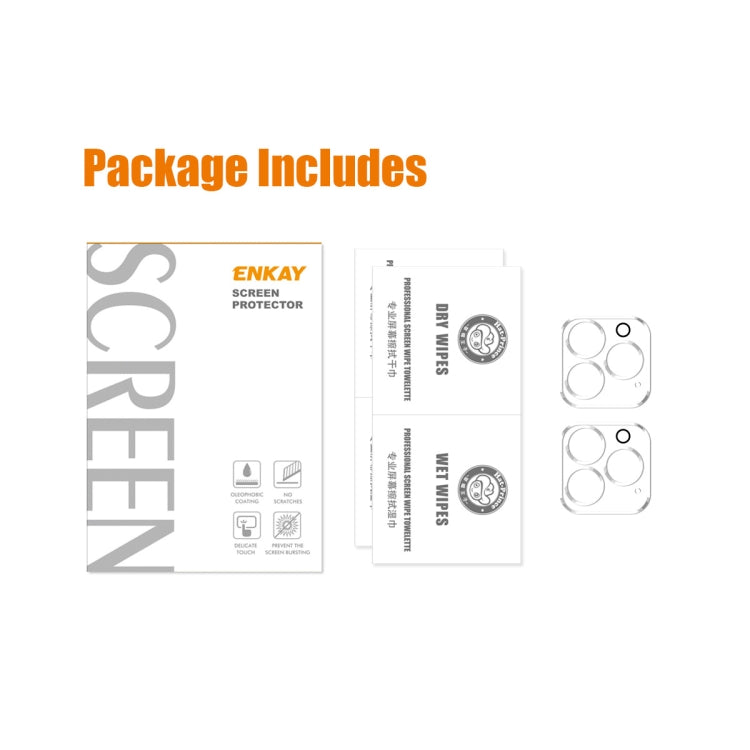 For iPhone 15 Pro / 15 Pro Max 2pcs ENKAY Hat-Prince 9H Rear Camera Lens Tempered Glass Film by ENKAY