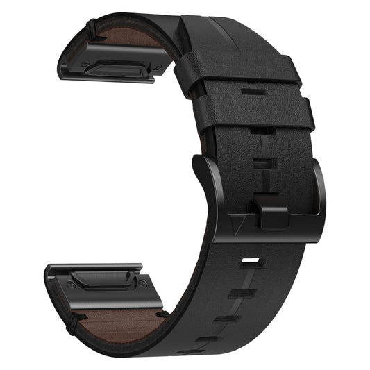 For Garmin Enduro Leather Textured 26mm Watch Band(Black) by buy2fix