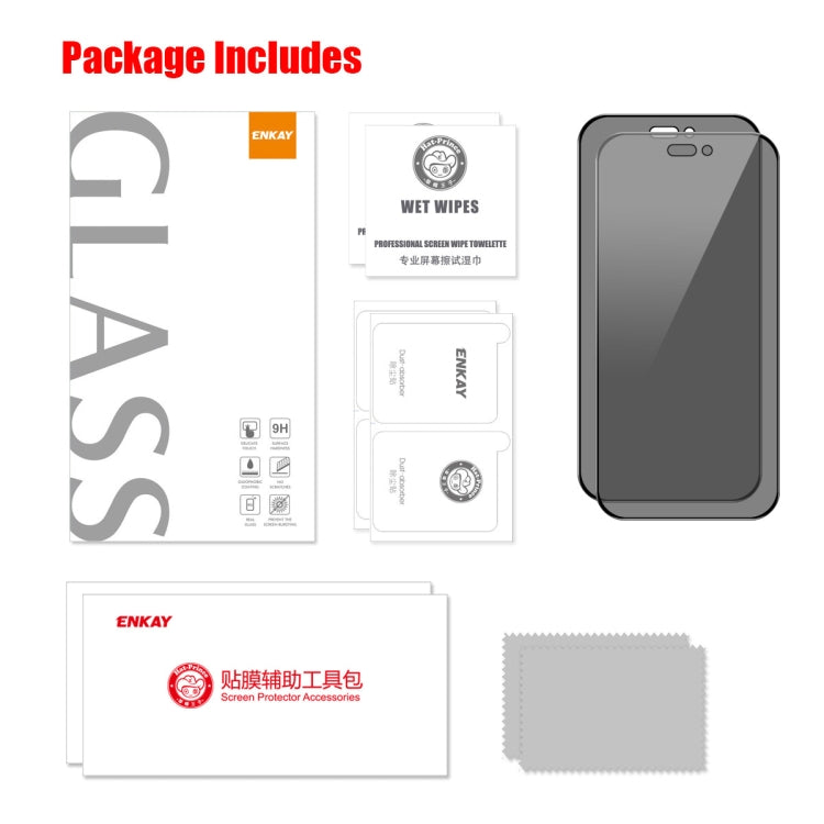 For iPhone 16 2pcs ENKAY Hat-Prince 28° Anti-peeping Tempered Glass Protector Full Screen Film by ENKAY