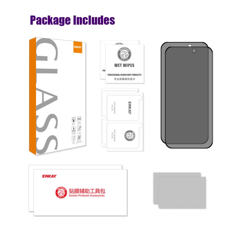 For iPhone 17 Pro 2pcs ENKAY Hat-Prince 28° Anti-peeping Tempered Glass Protector Full Screen Film - iPhone 17 Pro Tempered Glass by ENKAY | Online Shopping UK | buy2fix