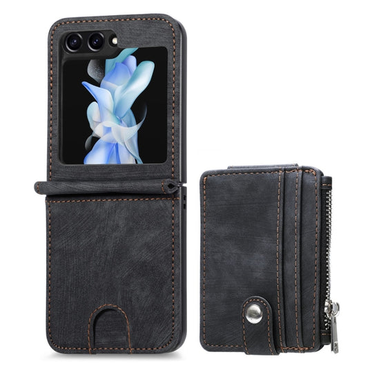 For Samsung Galaxy Z Flip5 JUNSUNMAY Wallet Leather Phone Case with Card Slots(Black) - Galaxy Z Flip5 Cases by JUNSUNMAY | Online Shopping UK | buy2fix