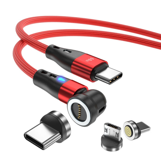 ENKAY PD60W Type-C to Type-C / 8 Pin / Micro USB Magnetic 540 Degrees Rotating Fast Charging Cable, Length:1m(Red) by ENKAY