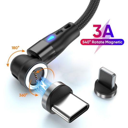 ENKAY 3A USB to Type-C / 8 Pin Magnetic 540 Degrees Rotating Fast Charging Cable, Length:1m(Black) by ENKAY