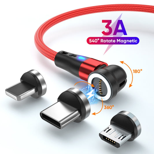 ENKAY 3 in 1 3A USB to Type-C / 8 Pin / Micro USB Magnetic 540 Degrees Rotating Fast Charging Cable, Length:1m(Red) by ENKAY